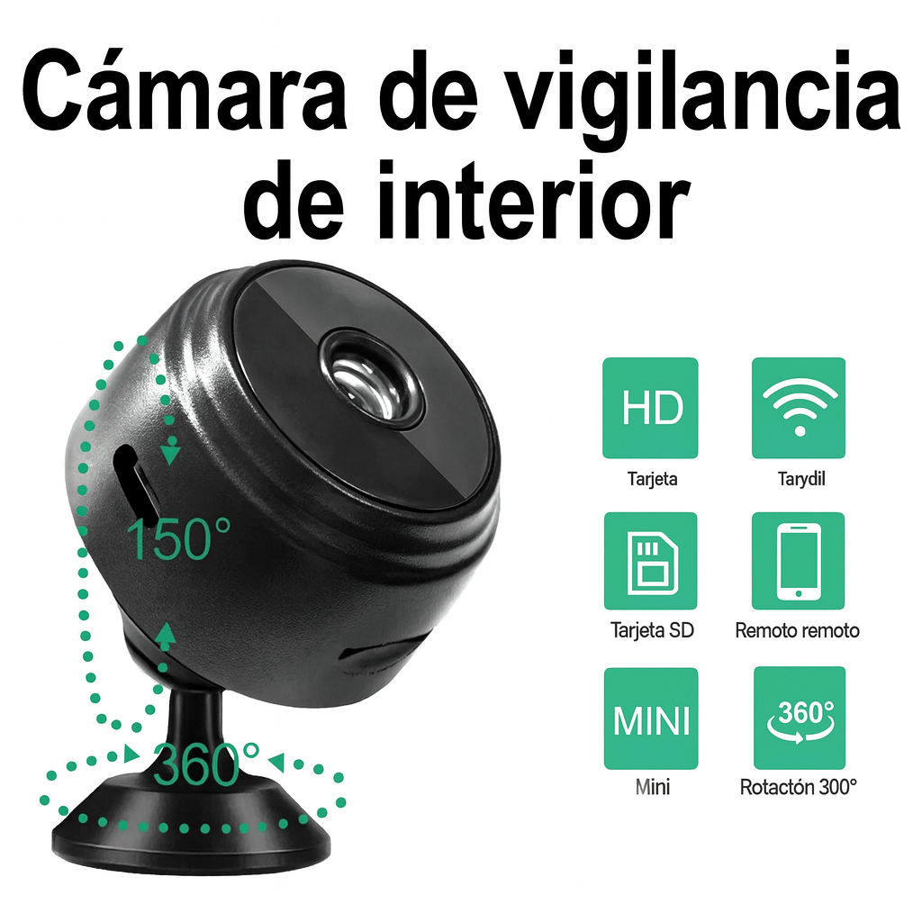 Cámara Espía de Seguridad A9 WiFi HD 1080P – Mini, Vigilancia Discreta con Visión Nocturna y Monitoreo en Tiempo Real